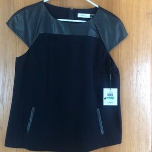 CalvinKlein navy blue with black leather